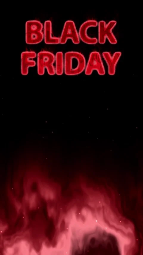 Vertical Red Fire Animation with Black Friday Text on Dark Background Stock Footage 339527230