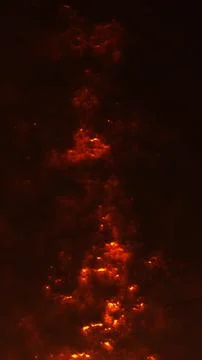 Vertical red fire energy texture with glowing molten details and dark smoky.. Stock Illustration