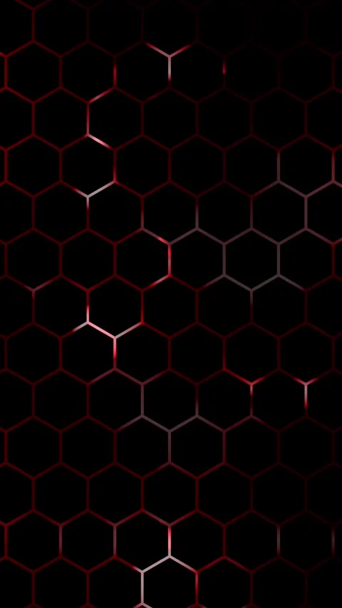 Vertical Red Glowing Honeycomb Hexagon Grid Pulse 4K Loop 動画素材 335623470