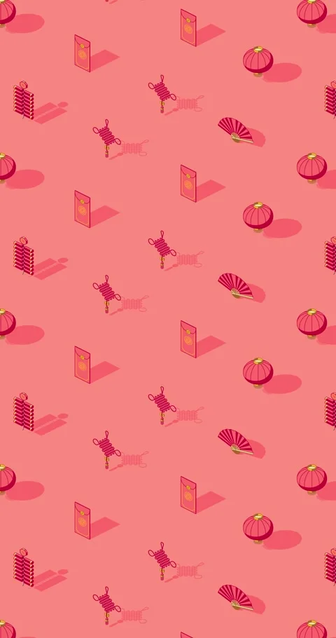 Vertical red lunar new year loop animation on peach background Stock Footage 327125965