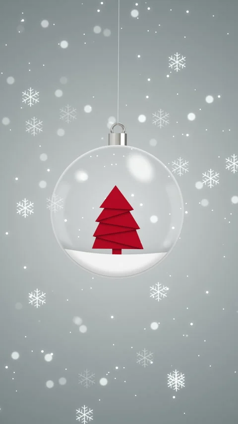 Vertical Red Paper Cut Christmas Tree Ornament With Snowflakes Background Loop Stock Footage 322904580