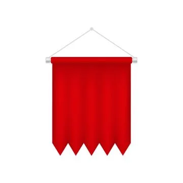 Vertical red pennant template. Blank 3D flag Stock Illustration