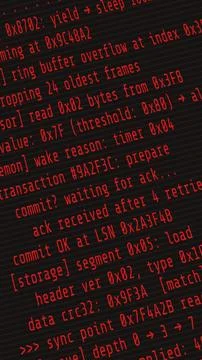 Vertical red programming code abstract vector on black background 스톡 일러스트