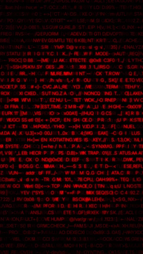 Vertical Red Random Glitch Text Code System Error 4K Loop Stock Footage 336660021