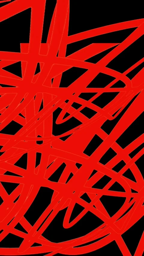 Vertical Red Scribble Drawing Animation with Chaotic Hand Drawn Lines on Black Stock Footage 346641080