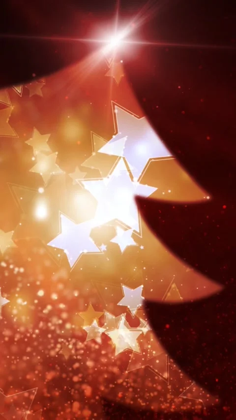 Vertical Red Sparkling Star Filled Tree 4K Loop Stock Footage 272370088