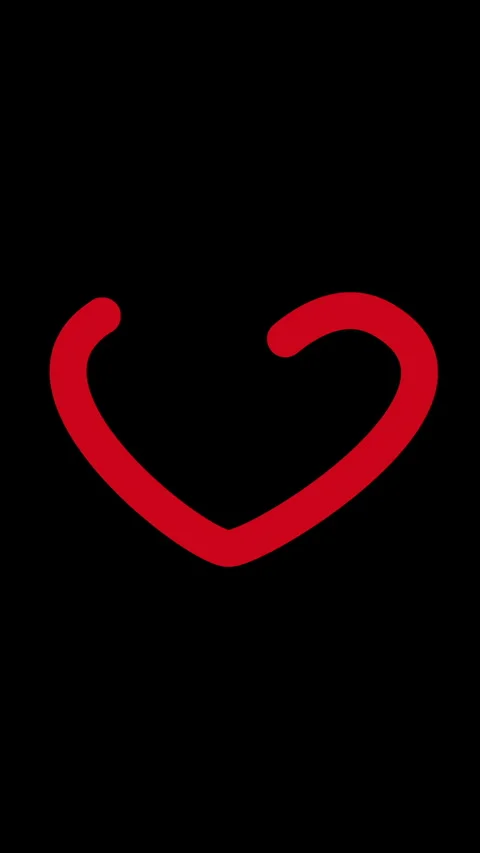 Vertical red stroke animation on black background forming a heart shape Stock Footage 318171097