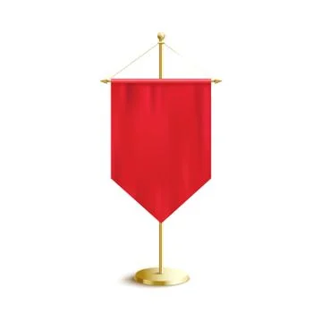 Vertical red triangle pennant or streamer 3d vector illustration mockup isolated 스톡 일러스트