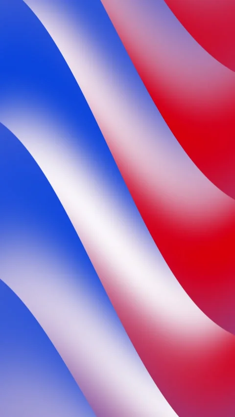Vertical red, white and blue gradient curves like the flag Stock Footage 296660268