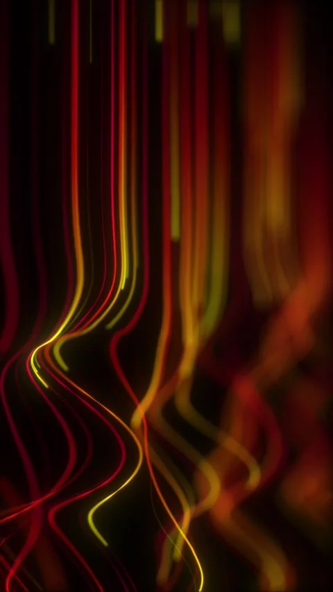 Vertical red yellow neon light waves on black background. Flowing glowing l.. Stock-Footage 332622289