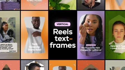 Vertical Reels Text Frames After Effects stock