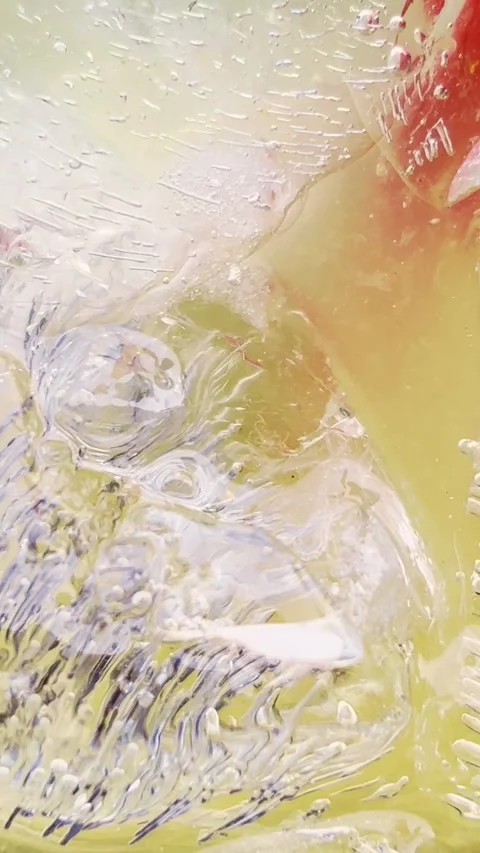 Vertical Refreshing Iced Drink Close Up Stock Footage 337533427