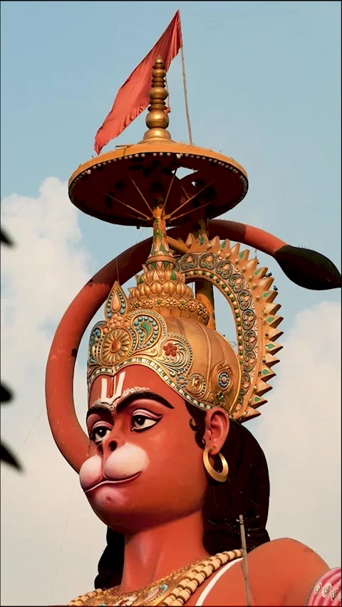 Vertical Render of Hanuman Ji Idol in High Format Stock Footage 316892979