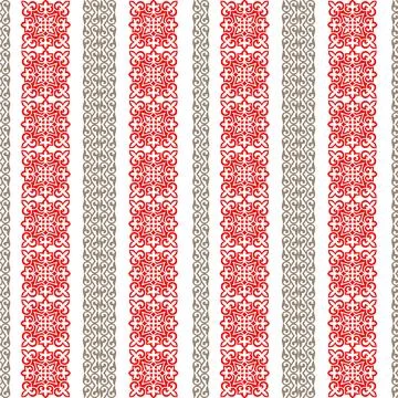 Vertical repeating pattern featuring alternating ornate borders in bold red  Stock Illustration