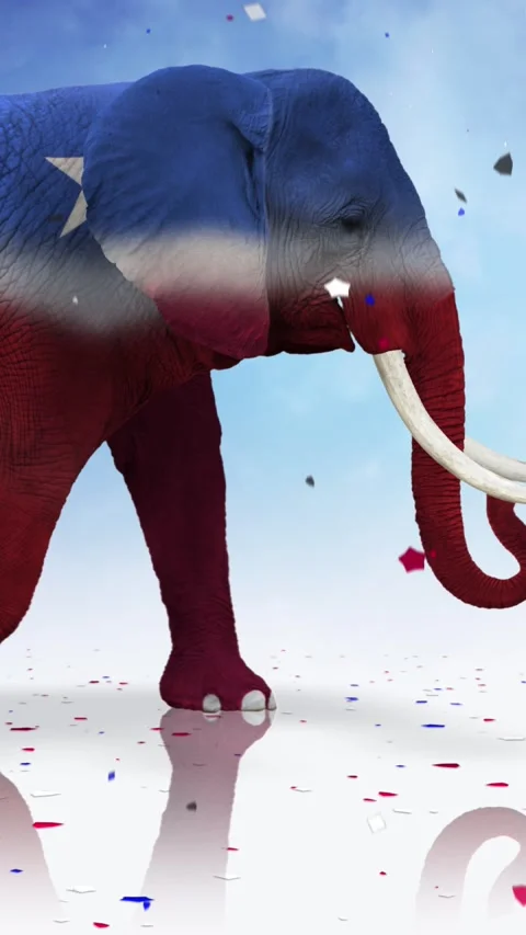 Vertical Republican Elephant Vote Message 4K Loop Stock Footage 273238894