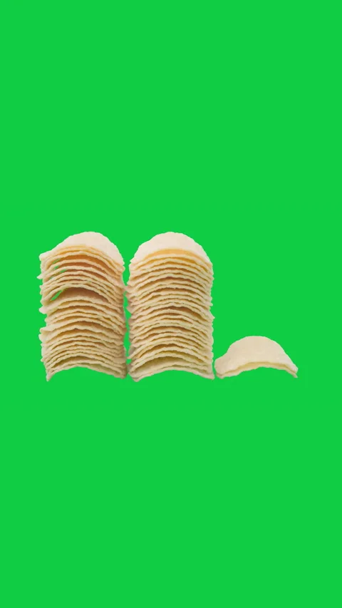 Vertical Resolution Video, Stop motion animation stack potato chips Stock Footage 202314809