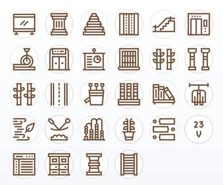Vertical Retina Ready Vector Icon Pack with 28 Bold Line Pixel Optimized El.. Stockillustratie