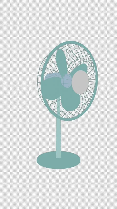 Vertical Retro 3D Electric Fan Oscillating 4K Loop Alpha Vídeos de archivo 336035874