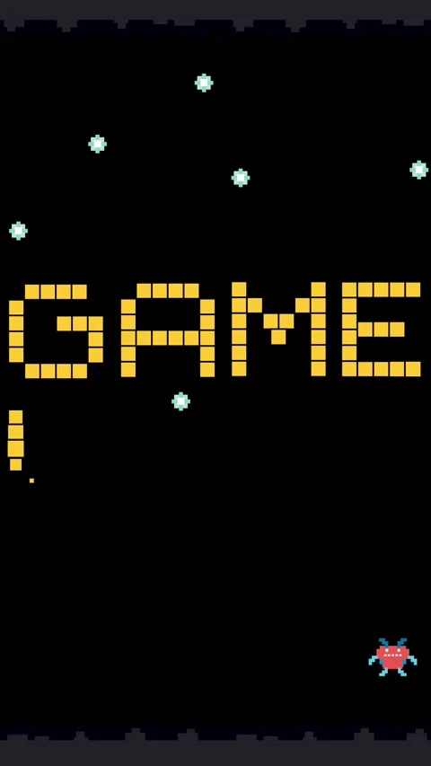 Vertical Retro 8-Bit Game Over Animation with Pixelated Aliens and Stars Vídeos de archivo 338150940
