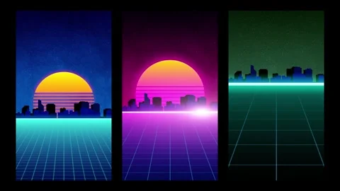 Vertical Retro 80s City Background Stock After Effects