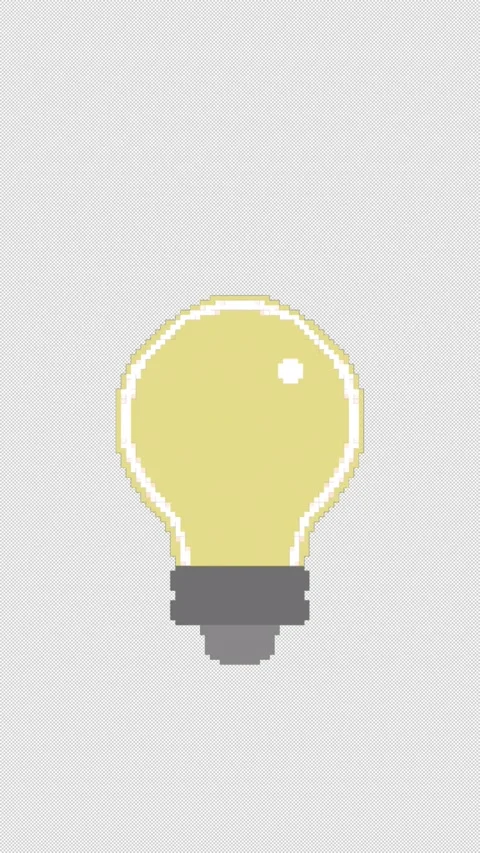 Vertical Retro 8Bit Pixel Light Bulb Idea Reaction 4K Loop Stock-Footage 337877584