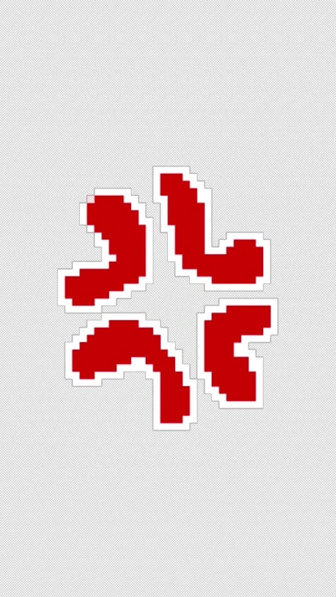 Vertical Retro 8Bit Pixel Red Anger Symbol 4K Loop Alpha Vidéo 337875775
