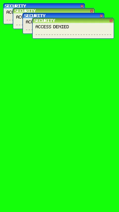 Vertical retro error window cascade on green screen. System alerts and Stock Footage 346637872