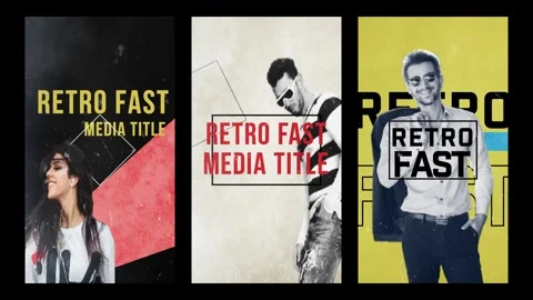 Vertical Retro Fast Media Title Stock After Effects