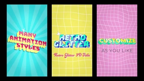 Vertical Retro Glitter 3D Title 스톡 After Effects