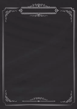 Vertical retro menu blackboard background with border Stock Illustration