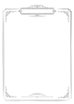 Vertical retro menu white blank background with border Stock Illustration