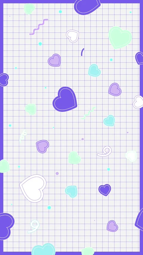 Vertical Retro Pop Grid with Blue Hearts on White Seamless Loop Stock Footage 324376663