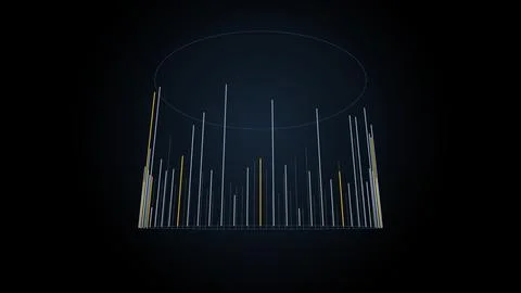 Vertical ring of data bars rotating, 4K data illustration Stockillustratie