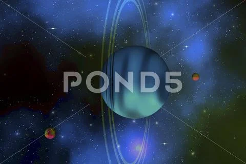 Vertical rings surround the planet of Uranus. Stock Illustration