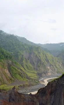 Vertical river canyon with exposed cliffs in Ecuador 写真素材