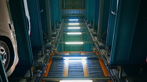 Vertical Robotic Parking System with Automated Lift Platform Stock Footage 326641570