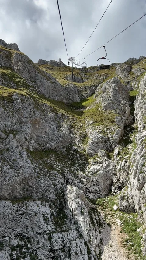 Vertical rocky cliffs rising high above Montenegro valley floor Stock Footage 319442184