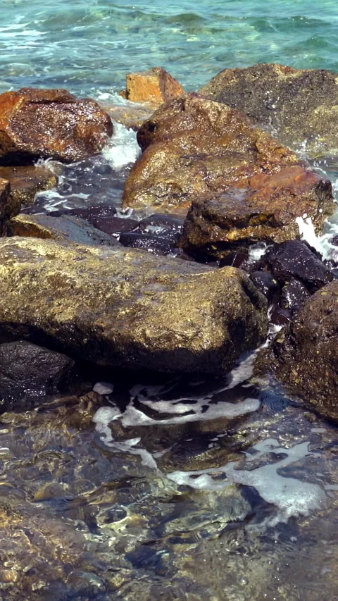 Vertical Rocky Seashore Stockbeeldmateriaal 312990921