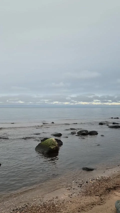 Vertical Rocky Winter Coastline Stock Footage 322051889