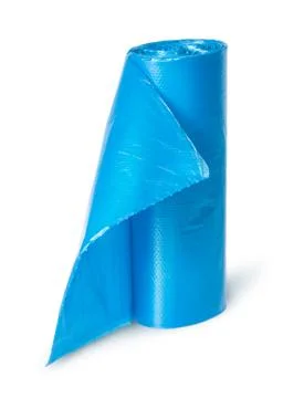 Vertical roll of blue plastic garbage bags Stock Photos