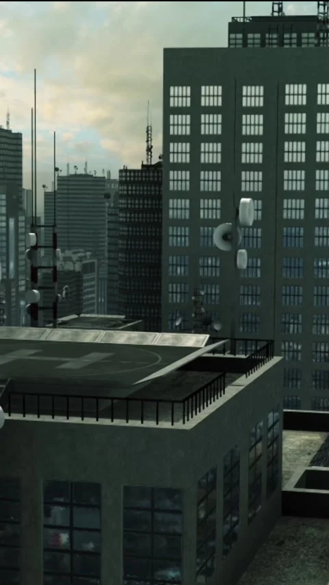 Vertical Rooftop City Fly Over 4K Loop Stock Footage 273239723