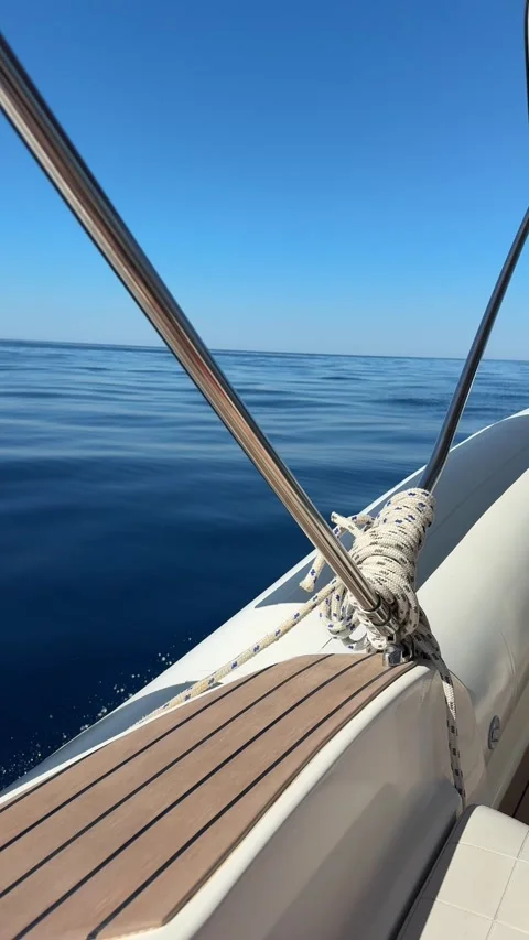 Vertical rope and mast view on elegant boat on Adriatic sea in Croatia Video stock 319407278