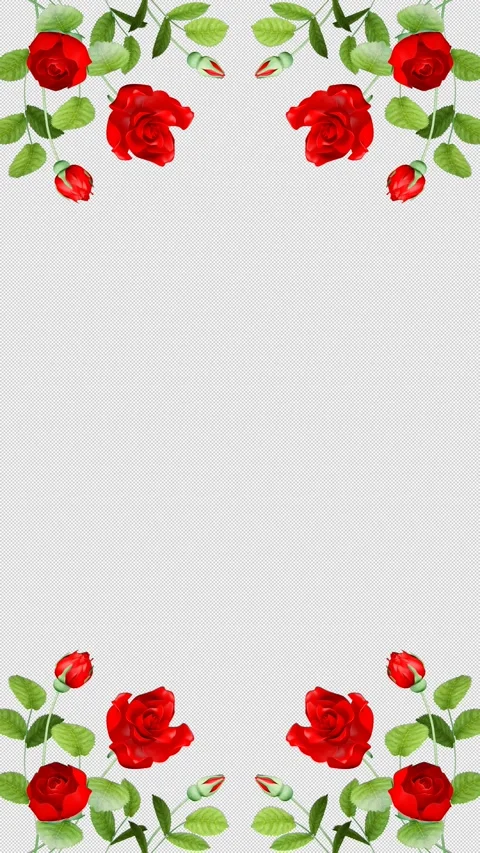 Vertical Rose Blooming Double Arch Frame Animation, Top and Bottom Stock Footage 328970347