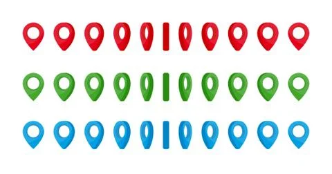 Vertical rotation of different colors location marks. Set of realistic 3d Stockillustratie