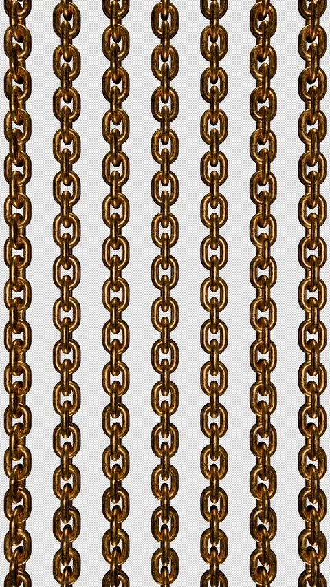 Vertical rough golden chains rotating like loop background, overlay with alpha Stock Footage 299630271