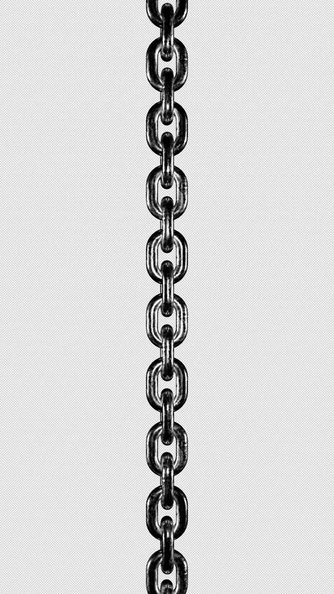 Vertical rough silver chain links rotating with loop, overlay with alpha channel Stock Footage 299631934