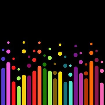 Vertical rounded stripes in Rainbow Colours , lines on black. Vector business 스톡 일러스트