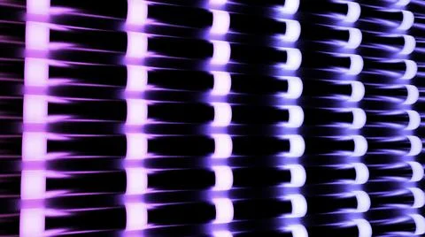 Vertical rows of neon gradient wide stripes isolated on a black background イラスト素材