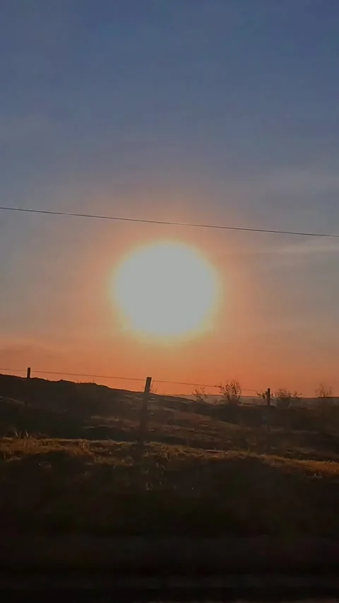 Vertical Rural Highway Sunset Driving POV with Farmland Stock-Footage 333432124