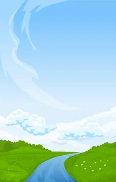 Vertical rural summer landscape Stock Illustration